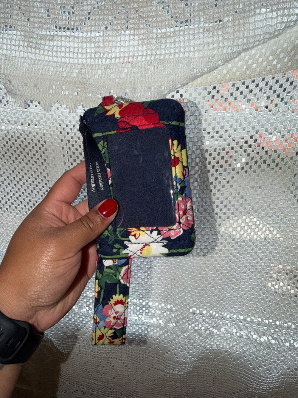 Vera Bradley Black Floral Wristlet Card & Phone Case with Yellow & Pink Flowers